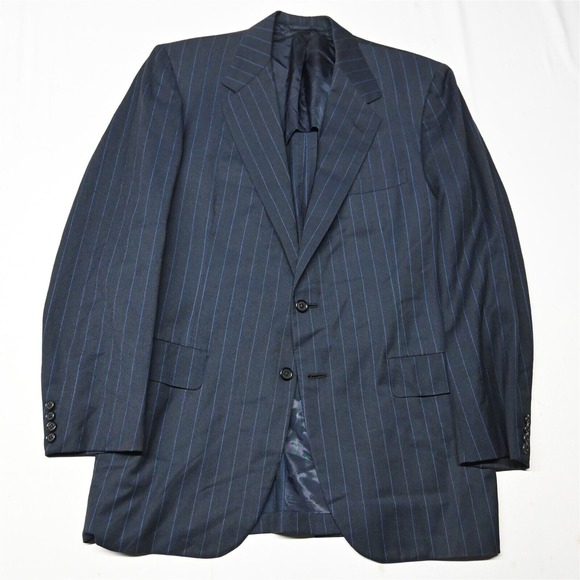 Oxxford Clothes 42 Tall Blue Stripe Wool Mens Blazer Suit Jacket Sport Coat
